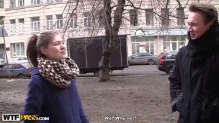 Russian dudes fucking a random girl in an abandoned building