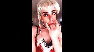 Cute Femboy crossdresser in red lingerie