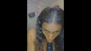 Beautiful trans girl Deep throat training on dildo 