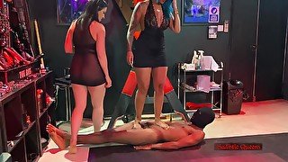 Goddess Penelope & Lady Human Carpet Walkover (extreme Ball Stomping & Throatstanding) - Bella Trix