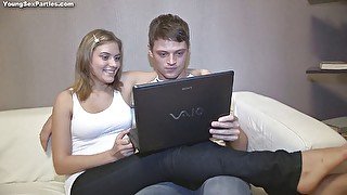 Blonde teens getting fucked by big cocks at casting