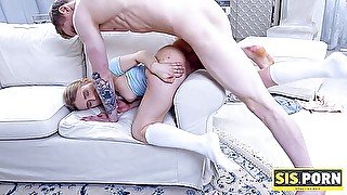 Small-tittied Blonde Gives A Blowjob And Then Has Vaginal Sex