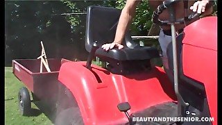 Blond teen 18+ babe fuck an old guy outdoors