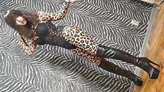 Leopard high heels furry sissy Ponyboy