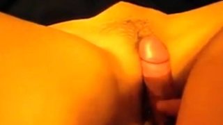 Cum on hairy pussy and string