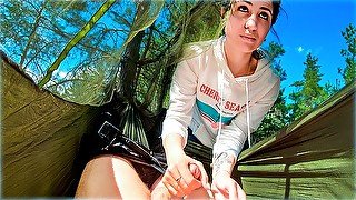 Outdoor POV Handjob in Hammock