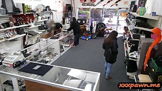 Couple girls trying to steal at the pawnshop and get fucked