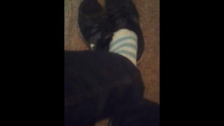 Dark Sneakers Shoes & Cute Striped Fuzzy Dirty Socks (No Audio)