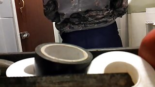 Amateur slides down full back panty before pissing on toilet