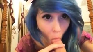 Emo chick sucks her friends dick