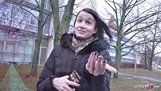 GERMAN SCOUT - CUTE TEEN NYLA TALK TO FUCK AT REAL PICK UP STREET CASTING - Cumshot