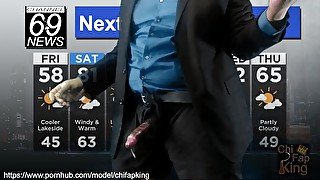 Channel69 News - Black Chubby Weather Man Jacks Slippery Cock Busts Fat Nut, Cums Hard in Suit