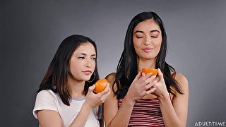 Gentle pussy eating between cute models Emily Willis and Jane Wilde