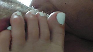 Close up toes licking sexy feet white toenails foot fetish lick milf toes