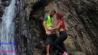 Public Sex In A Waterfall