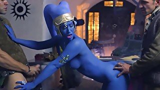 Star Wars porn parody with a blue alien chick fucking