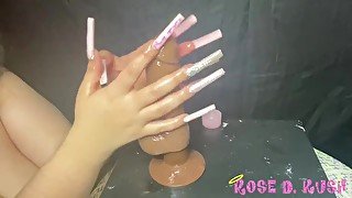 Long nail oiled handjob ASMR