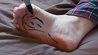 Cute Male Feet Tickled With Sharpie