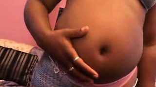 Pregnant Ebony Showing Off Her Cooze