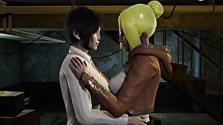 Mikasa throws herself kissing Annie wildly touch tits/cunnilingus/ cumming