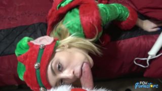 18 yo Blonde Elf w/Braces gets fucked by santa