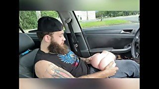 Daddy Wolf Explores Silicone Toy Masturbation in Public