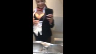 Flight attendant masturbates