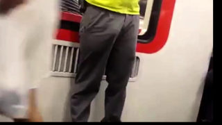 Str8 security guy bulge in metro