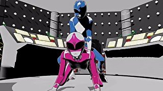 Blue and pink ranger Doggystyle Anal