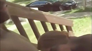 Early morning dick sucking on the porch