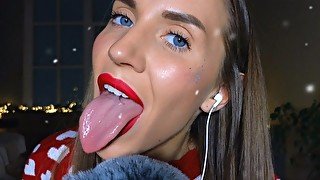 Christmas ASMR Mouth sounds  Red lips