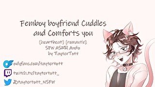 Femboy Boyfriend Cuddles and Comforts you  SFW ASMR Audio [heartbeat][romantic][SFW]