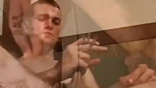 Hot Bryce Corbin smokes and wanks after shaving his junk