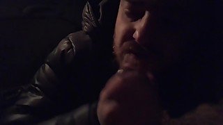 Sucking a sweet guy in his car.