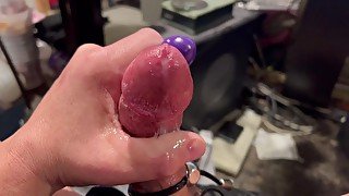 Milking my cock till it’s done so much precum from butplug and vibrator💦💦