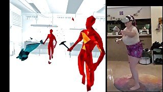 MATRIX SIMULATOR  Billie Gets Pokies Playing SuperHOT VR with the AC BLASTING