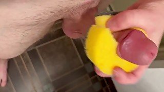 Big dick fucks dry sponge like a tight pussy