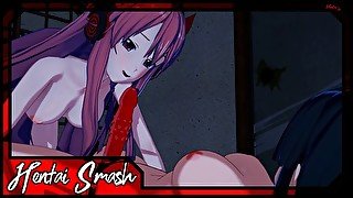 Chelsea licks pussy before getting strapon fucked by Akame - Akame Ga Hentai