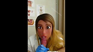 Animated sloppy blowjob from a nurse