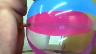 Big inflatable beach ball fuck cum inside