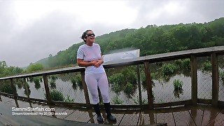 Soaking wet in white leggings