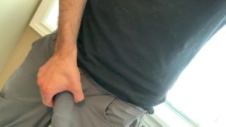 Skinny guy teasing cock