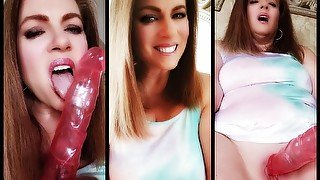 Sexy MILF Nikki in tie dye dress masturbating