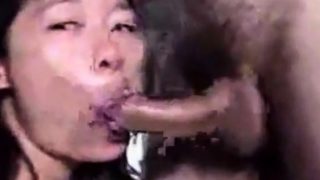 Asian horny mom gets her face full of cum