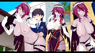 【エロゲーコイカツ！】原神 ロサリア3DCG巨乳アニメ動画[Hentai Game Koikatsu! Genshin Rosaria(Anime 3DCG Video)]