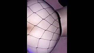 Horny gf in fishnets trying out the butt plug throwing it back on twosick