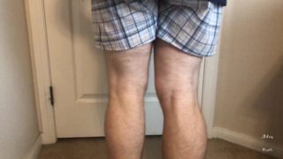 Man Does Calf Flexing With X-Mas Socks