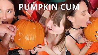 PUMPKIN PIE CUMSHOT / Two Horny Witches Having Threesome / Kate Quinn / Mary Frost