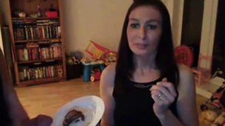 British amateur enjoys some cum on her chocolate cake