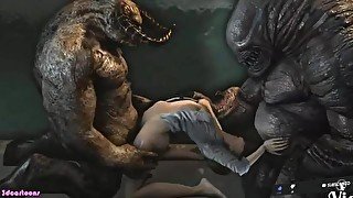 orgy all man fucking monster with video game woman